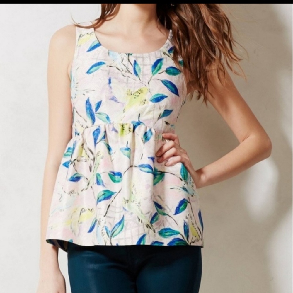 Anthropologie Leifsdottir Brocade Peplum Top Sz 4